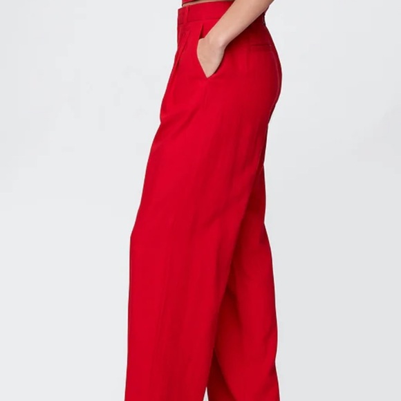 GAP Vibrant Red Wide Leg Linen Pants - Picture 3 of 8